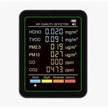 Monitor de calidad del aire 6 en 1: Pantalla multifuncional para uso en interiores, pantalla para colgar en la pared.