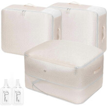 Space-Saving Compression Storage Bags - Foldable Duvet Storage Organiser with Zips, Large Bedding Packing Cubes Space Saver with Window for Travel, C