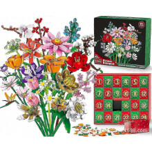 Calendrier de l'Avent 2026, Blocs de construction de bouquet de fleurs, Calendrier de l'Avent de Noël, Boîte surprise de 24 jours avec