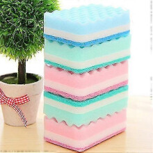5Pcs Thick Wavy Antibacterial Kitchen Sponge Brush Scouring Pads Dish Towels