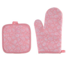 2Pcs/Set Baking Mitten Heat-resistant Anti-scalding Cotton Flax Hand Protective Potholder Oven Glove