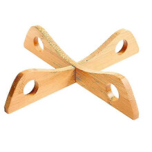 Detachable Bamboo Kitchen Pan Pot Cross Stand Shelf Heat Insulated Dish Holder