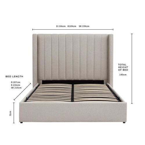 (Double, Charcoal) Noah Charcoal Ottoman Bed Frame 2