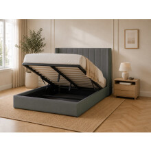 (Double, Charcoal) Noah Charcoal Ottoman Bed Frame