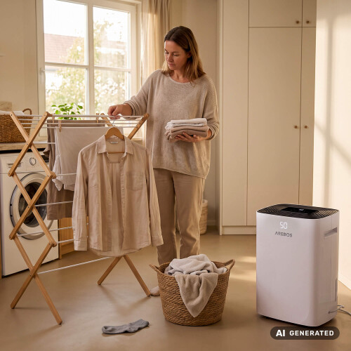 AREBOS AREBOS Dehumidifier | Home Laundry Drying | Three Modes | Timer | Touch | Child Lock | Drain Hose 1