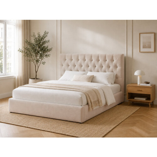 (Double, Ivory) Elizabeth Ottoman Bed Frame 1