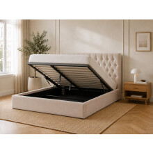 (Double, Ivory) Elizabeth Ottoman Bed Frame