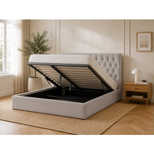 (Double, Stone Grey) Elizabeth Ottoman Bed Frame