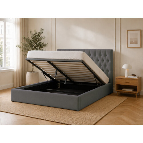 (Double, Charcoal) Elizabeth Ottoman Bed Frame
