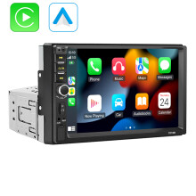 VENBES Autoradio 1 DIN 7 pouces, CarPlay, Android Auto, Bluetooth 5.0, Écran Tactile HD, Caméra de Recul