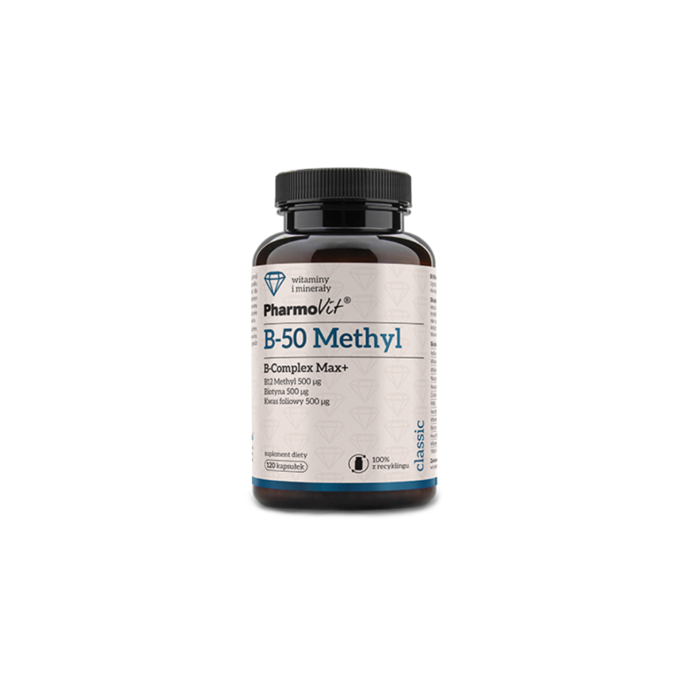 Pharmovit B-50 Methyl B-Complex Max+ B Vitamin Complex, 120 Capsules
