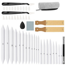 48 St Skiss Ritverktyg, 20 Blandningsstubbar Set & 2 Sandpapperspennvässare, Pennförlängare, Suddgummi