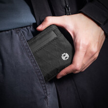 Portefeuille RFID et porte-cartes en nylon, Vert, 13x9x1.5cm, avec fermeture éclair et boucle D