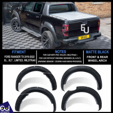 MATTE BLACK WHEEL ARCH FENDER FLARE FOR FORD RANGER T8 2019-22 WILDTRAK XL XLT