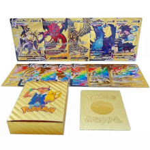 (Gold) 55PCS Pokemon Card Foil GOLD PACK 55 CARDS TCG GX Vmax GX Card Charizard Rare
