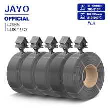 JAYO 3D-Drucker-Filament, PLA Plus Nachfüllfilament, 1,75 mm, Grau, 5er-Set