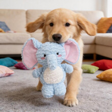 (blue, 28*27cm) Elephant Dog Toy Squeaky Plush Durable Chew Toy for Teething Boredom Relief for Small Medium Large Dogs Puppy Pets
