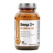 Pharmovit Omega 3 + Vitamins D3 + K2 Gluten-free 60 Capsules