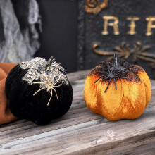 (Orange) Halloween Decorations, Nordic Style Fake Spider Pumpkin Ornament, Festival Gift