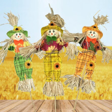 (40cm) Halloween Decorations for Mall Bar Standing Pumpkin Ornaments Horror Farmhouse Scarecrow Scene Setup