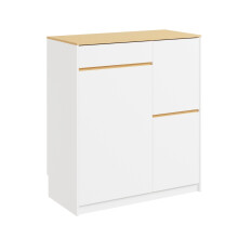 SoBuy Mueble Auxiliar Cocina Blanco/Roble con Cubo Oculto
