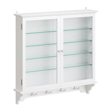 SoBuy White Wall Cabinet with Glass Doors
