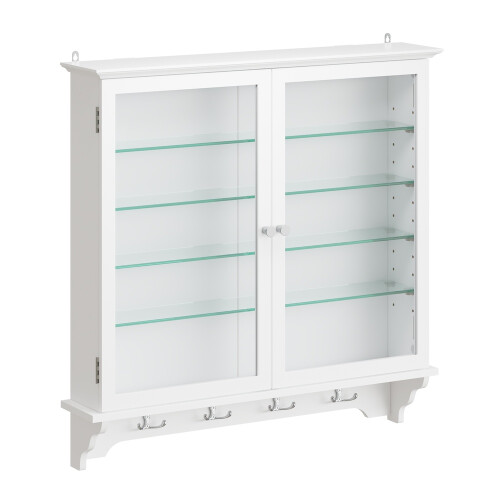 SoBuy Armoire Murale Blanche 2 Portes Vitrées LED