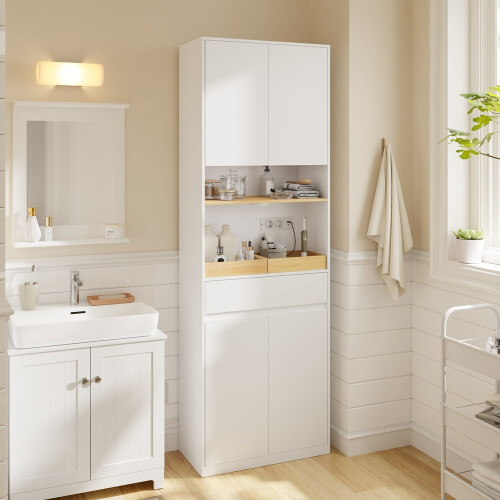 SoBuy Colonne SdB Blanche Éclairage BZR241-E-W 1