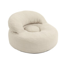 SoBuy Cream Corduroy Recliner Armchair with Footstool