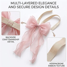 4-Pack PinkBow Curtain Tiebacks, Decorative Drape Holdbacks French Aesthetic Decor for Girls Bedroom & Living Room