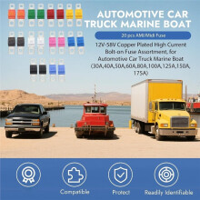 Kit di 20 Fusibili AMI-Midi, Fusibili A Bullone per Impieghi Gravosi da 30A A 175A per Sistemi A 32V, Placcati In Rame, Ideali per Auto, Imbarcazioni