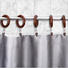 Confezione da 16 Anelli per Tende In Legno con Clip, Diametro Esterno 2,76 Pollici, Diametro Interno 1,7 Pollici per Aste da 1-1,5 Pollici A