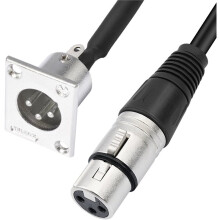 3Pin XLR Pass Through Cable XLR Male to XLR Female Connector 0.6m/2 Feet with Mounting Screws for Stage Box Patch Panel