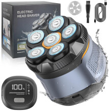 Rasoir électrique rechargeable pour tête et visage, sans fil, étanche avec écran LED