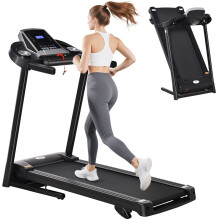 Folding Treadmill, 2.0HP Incline, 12.8 km/h, LED Display, Manual Incline, 12 Preset Programs, Drink & Phone Holder for Home Gym Fitness