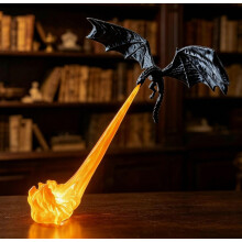 Dragon Bookshelf Nook Light, 3D Printed Fantasy Sculpture with Spread Wings_Special Gift