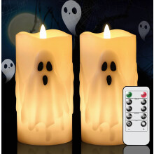 Halloween spookkaarsen zonder vlam met afstandsbediening en timer, 2 stuks - Speciaal cadeau