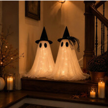 2-Pack Halloween Ghost Decor Set, USB Powered w/Remote Lights_Special Gift