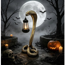 Halloween decoratie: Zonne-energie slang tuinbeeld, 50 cm lange slang voor tuin, gazon, terras, griezelige Halloween de