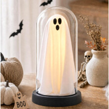 Halloween Decor-Halloween Decorations Indoor-Light Up Ghost in Glass Cloche_Special Gift