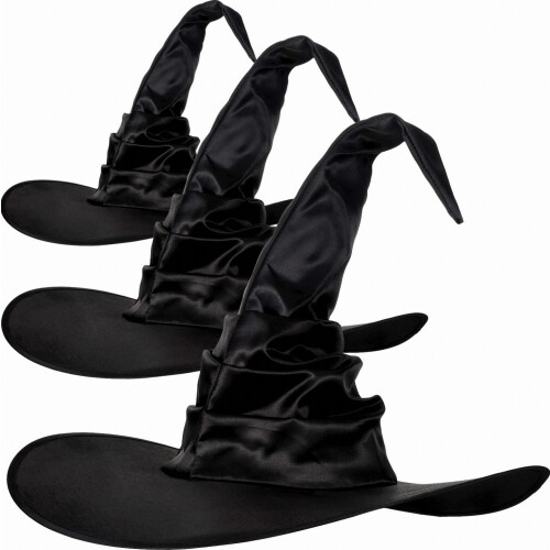 3 Pcs Halloween Witch Hat, Large Ruched Witch Hat, Women_Special Gift