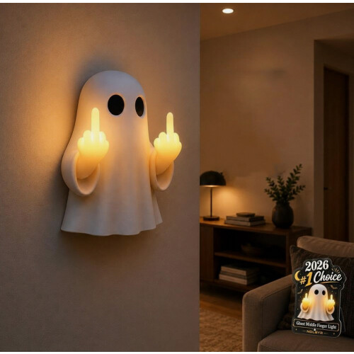 Ghost Middle Finger Light Funny Halloween Ghost Figurine LED Glow Light Up_Special Gift