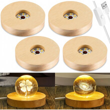 stuks LED-lichtvoeten - Houten LED-voet voor kristallen houten lichtdisplay voor glaskunst, verlichte standaard voor 3D