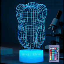 Dental Gifts, 3D Tooth Night Light, 3D Illusion Lamp, 16 Colors Changing, Remote Control, Dimmable, Living Room Decoration, Xmas Tooth Model Gifts_Sp