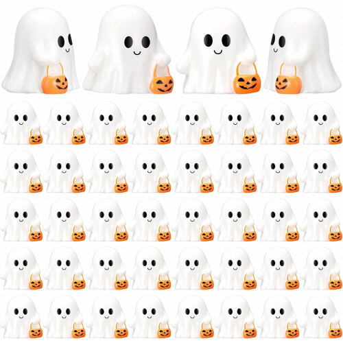 VioraWhite 50 Pcs Halloween Mini Ghosts Figurines Resin Tiny Ghosts, Ghost_Special Gift