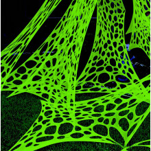 700 sqft Giant Durable Spider Web for Halloween Decoration Outdoors, Glow in The Dark Stretchy Beef Netting, Green Giant Spider Web Outdoor Decoratio