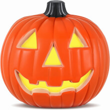 Halloween Pumpkin Lights Jack O Lanterns Vintage Halloween Decorations Classic Plastic Pumpkin Statue Light Up Table Decor for Home Office Haunt Hous