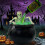 Décorations d'Halloween d'intérieur : chaudron décoré avec flacons de potions magiques flottants, diffuseur, machine à 1