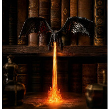 Dragon Bookshelf Nook Light, 3D Printed Fire-Breathing Fantasy Shelf Decor | Flying Dragon Design | Book Lover Gift | Halloween Shelf Display_Special