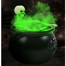 Halloween Witches Cauldron Decorations with Skeleton & Mist Maker_Special Gift